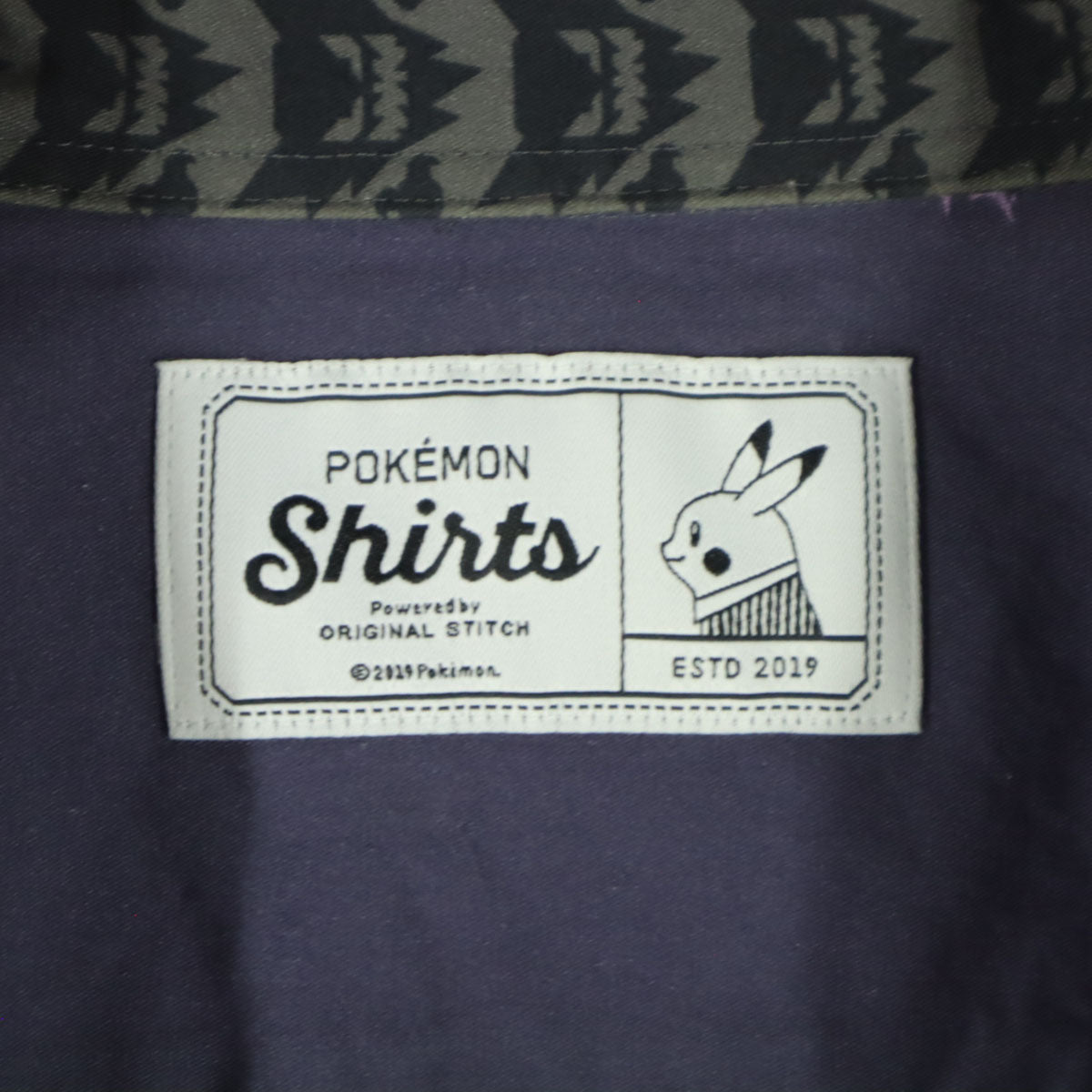 美品 Pok_mon Shirts ポケモンシャツ 日本製 長袖 コットンシャツ パープル系 ゲンガー ゴースト メンズ
