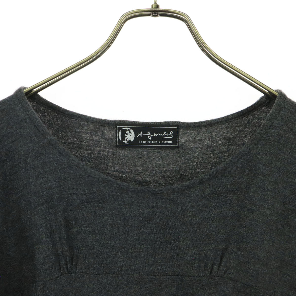 ANDY WARHOL BY HYSTERIC GLAMOUR アンディウォーホルバイヒステリックグラマー 日本製 プリント柄 7分袖 ボートネック カットソー F チャコール系 レディース