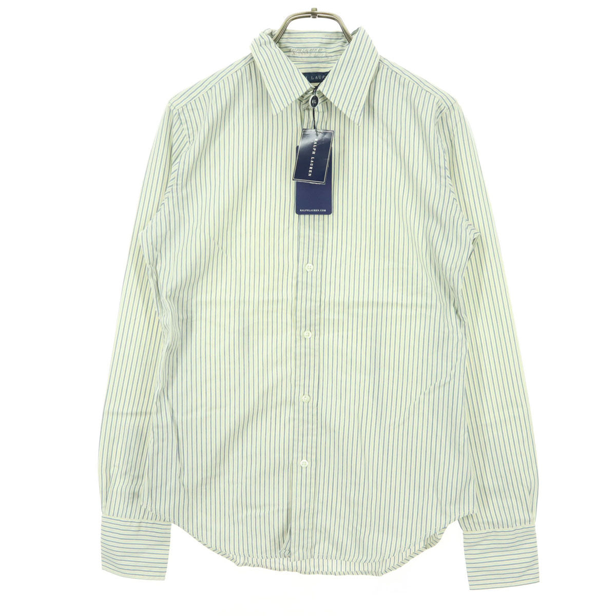 未使用 RALPH LAUREN ラルフローレン ストライプ柄 長袖 コットンシャツ 4 ブルー系 キッズ