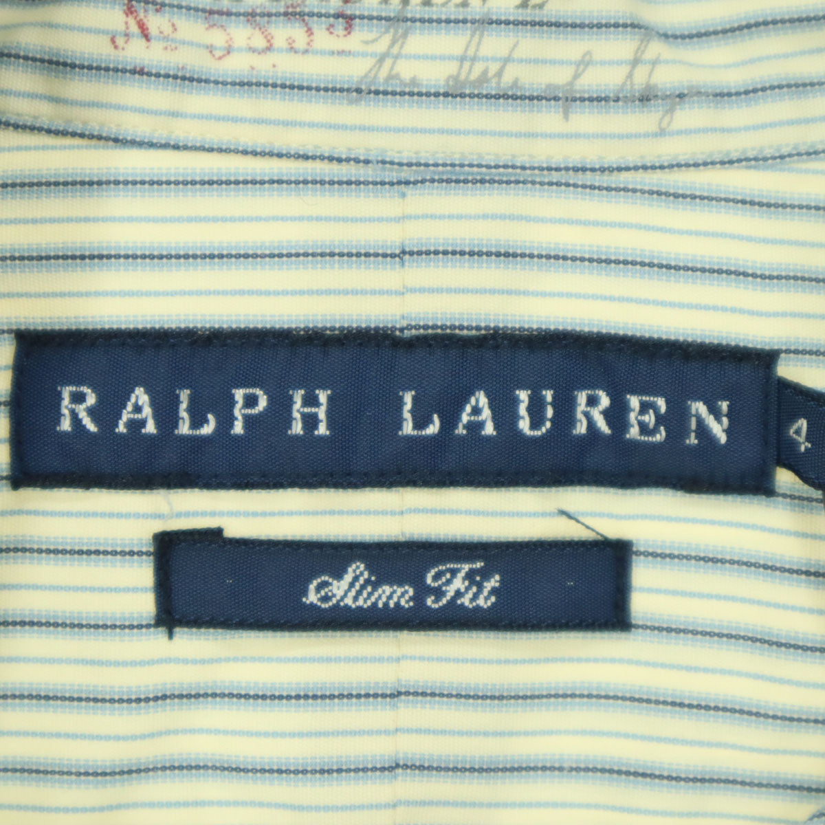未使用 RALPH LAUREN ラルフローレン ストライプ柄 長袖 コットンシャツ 4 ブルー系 キッズ