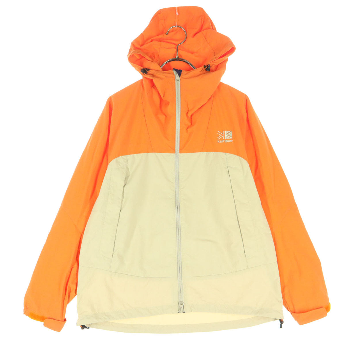 Karrimor カリマー バイカラー 長袖 ナイロンジャケット M オレンジ系 フーディー ベージュ メンズ