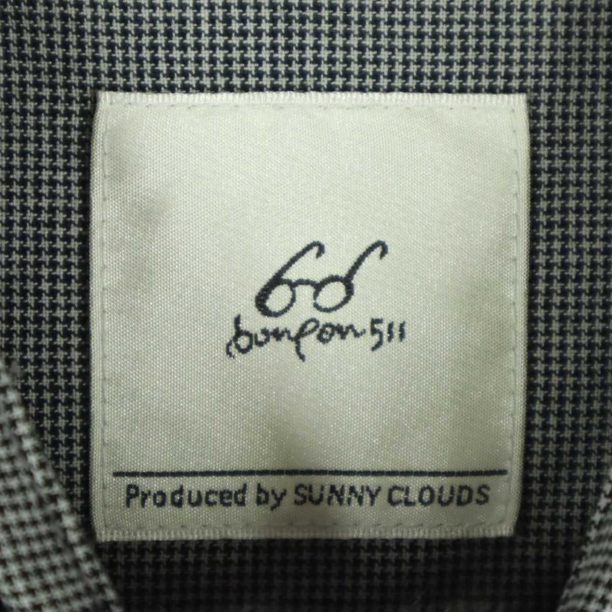 SUNNY CLOUDS サニークラウズ 千鳥格子 長袖 フェイクレイヤード コーデュロイ バンドカラー 膝丈ワンピース L グレー bonpon511 フェリシモ レディース