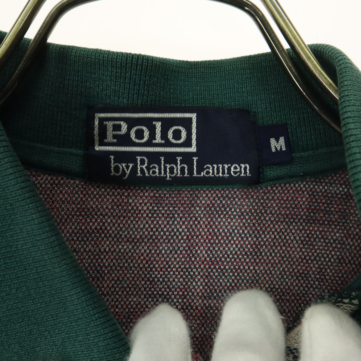 Polo by Ralph Lauren ポロバイラルフローレン チェック柄 ワンポイントロゴ 長袖 ポロシャツ M ベージュ系 メンズ
