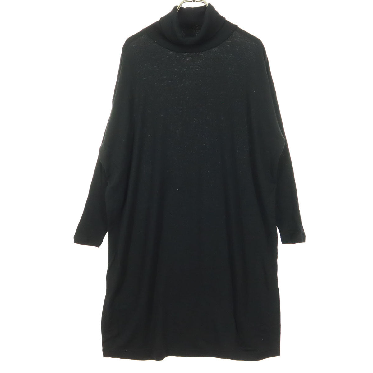 美品 Sarahwear サラウェア 日本製 長袖 タートルネック 膝丈ワンピース ブラック レディース