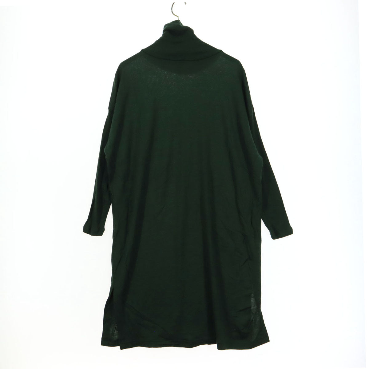 美品 Sarahwear サラウェア 日本製 長袖 タートルネック 膝丈ワンピース グリーン レディース