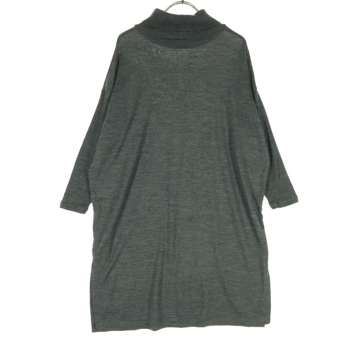 美品 Sarahwear サラウェア 長袖 タートルネック 膝丈ワンピース グレー レディース