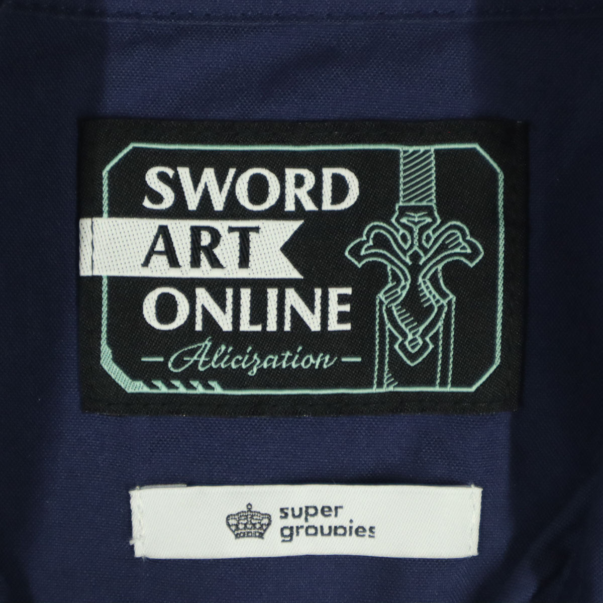 super groupies スーパーグルーピーズ ソードアート・オンライン アリシゼーション コラボ 長袖 イージオモデル コットンシャツ M ネイビー メンズ