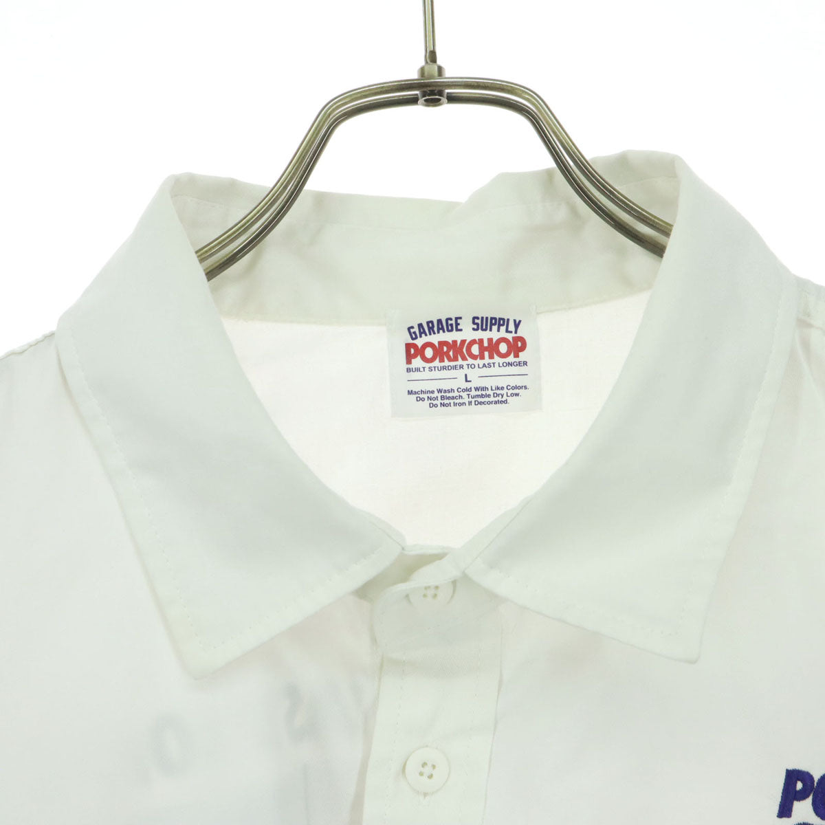 PORKCHOP GARAGE SUPPLY ポークチョップガレージサプライ バックプリント 半袖 シャツ L アイボリー メンズ