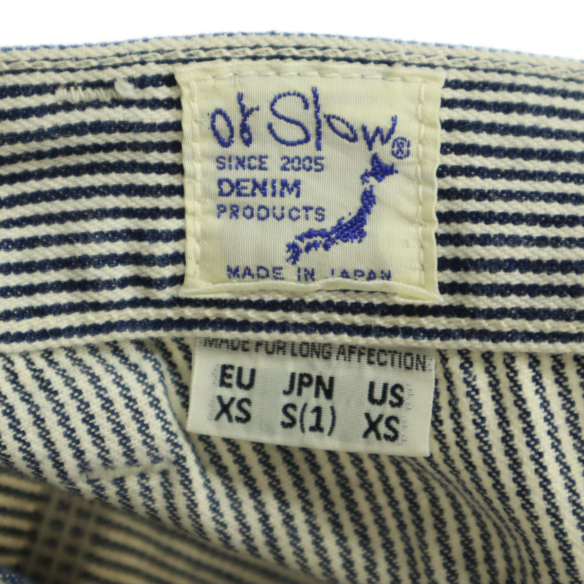 美品 orSlow オアスロウ 日本製 ヒッコリーストライプ ペインターパンツ S ネイビー系 レディース