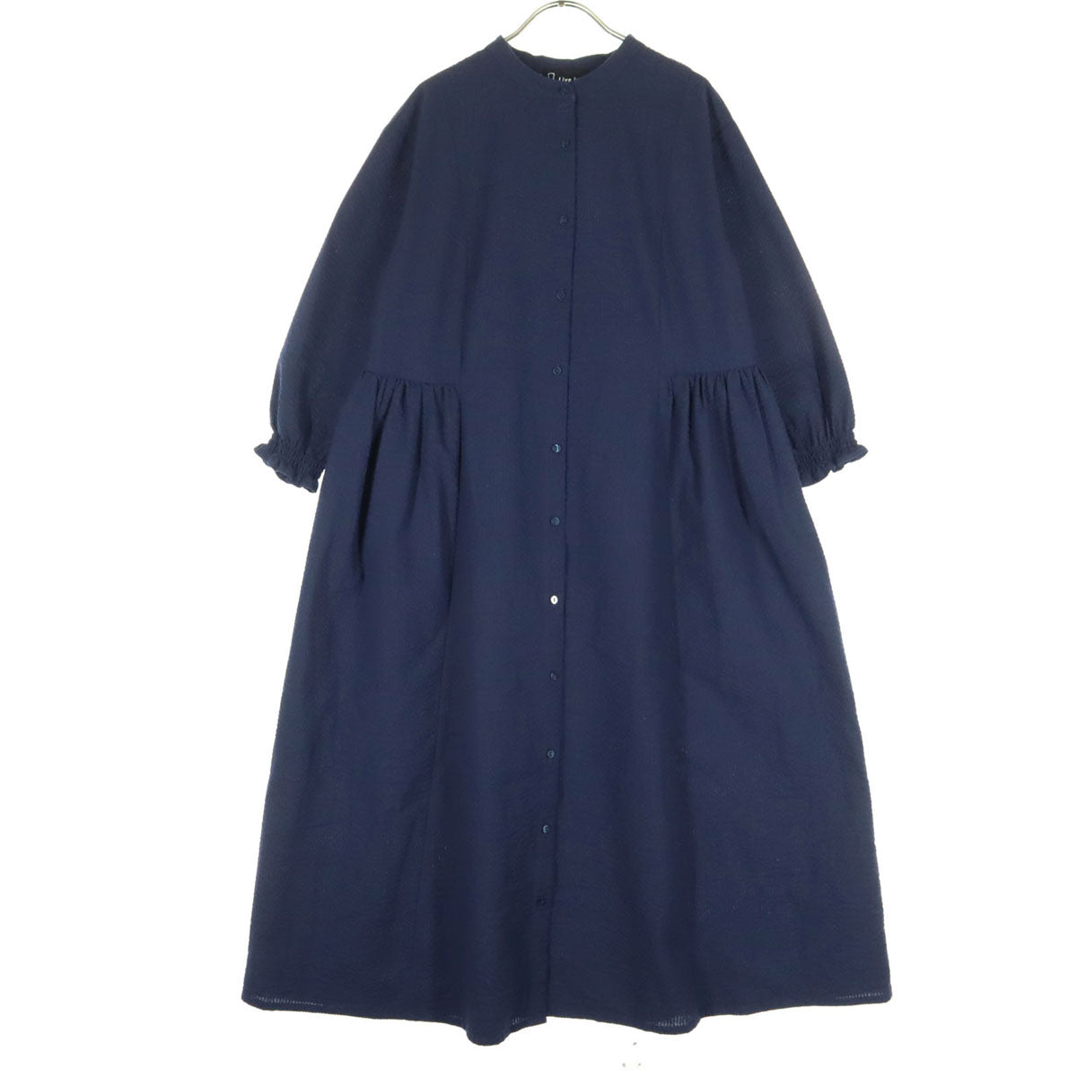 Live in comfort リブインコンフォート ことりっぷ co-Trip コラボ 長袖 ノーカラー シャツワンピース L ネイビー レディース