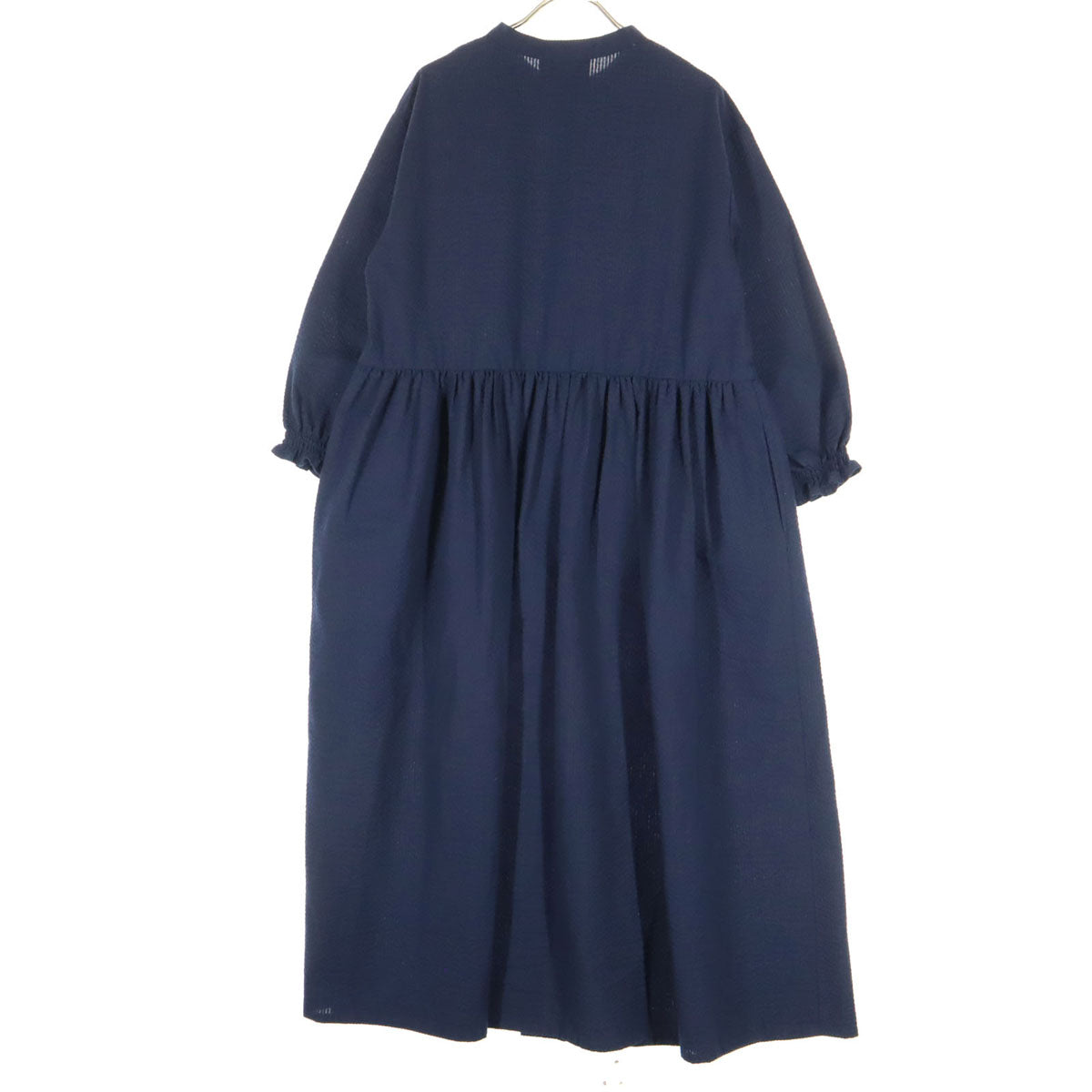 Live in comfort リブインコンフォート ことりっぷ co-Trip コラボ 長袖 ノーカラー シャツワンピース L ネイビー レディース