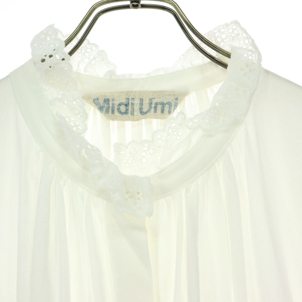 MidiUmi ミディウミ 長袖 シャツワンピース ホワイト レース レディース