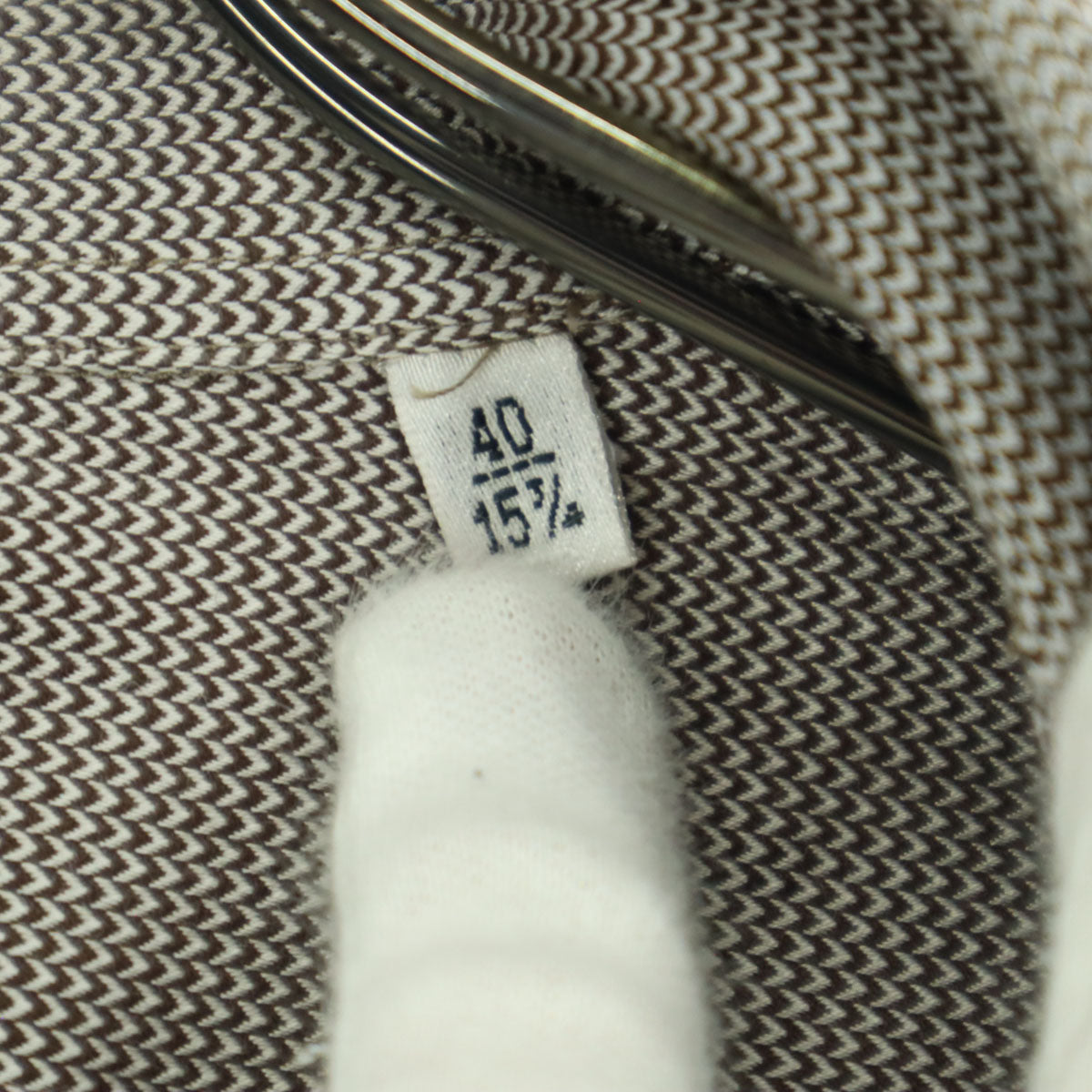 美品 ARMANI COLLEZIONI アルマーニコレツィオー二 チュニジア製 長袖 コットンシャツ 40 ブラウン メンズ