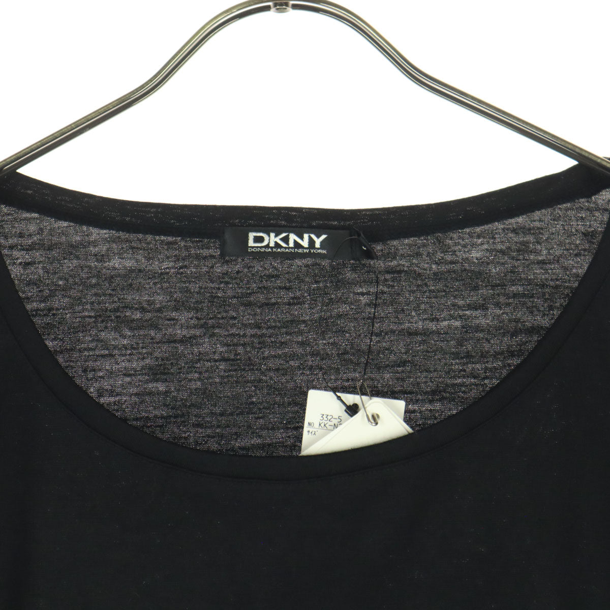 未使用 DKNY ディーケーエヌワイ 日本製 長袖 ボートネック 袖絞り カットソー S ブラック レディース