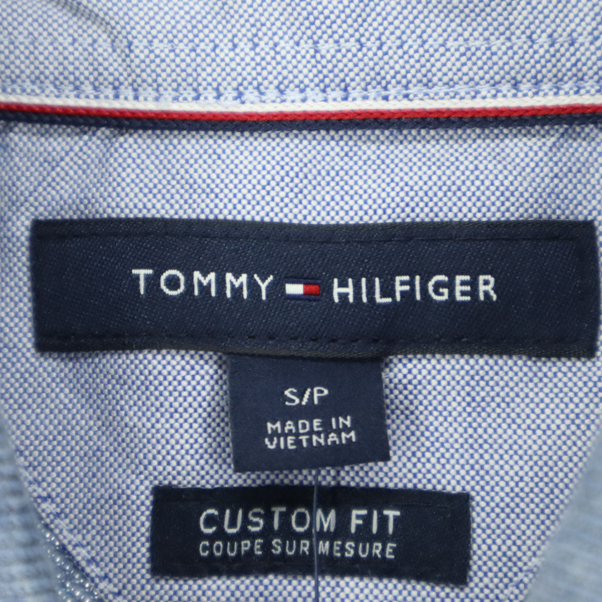 美品 TOMMY HILFIGER トミーヒルフィガー ワンポイントロゴ 半袖 コットン ポロシャツ S スモーキーブルー CUSTOM FIT メンズ