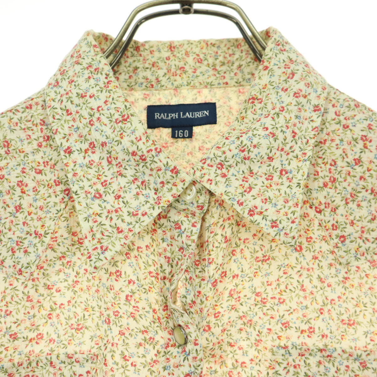 RALPH LAUREN ラルフローレン 花柄 長袖 ウエスタンシャツ 160 ベージュ系 ナイガイ キッズ