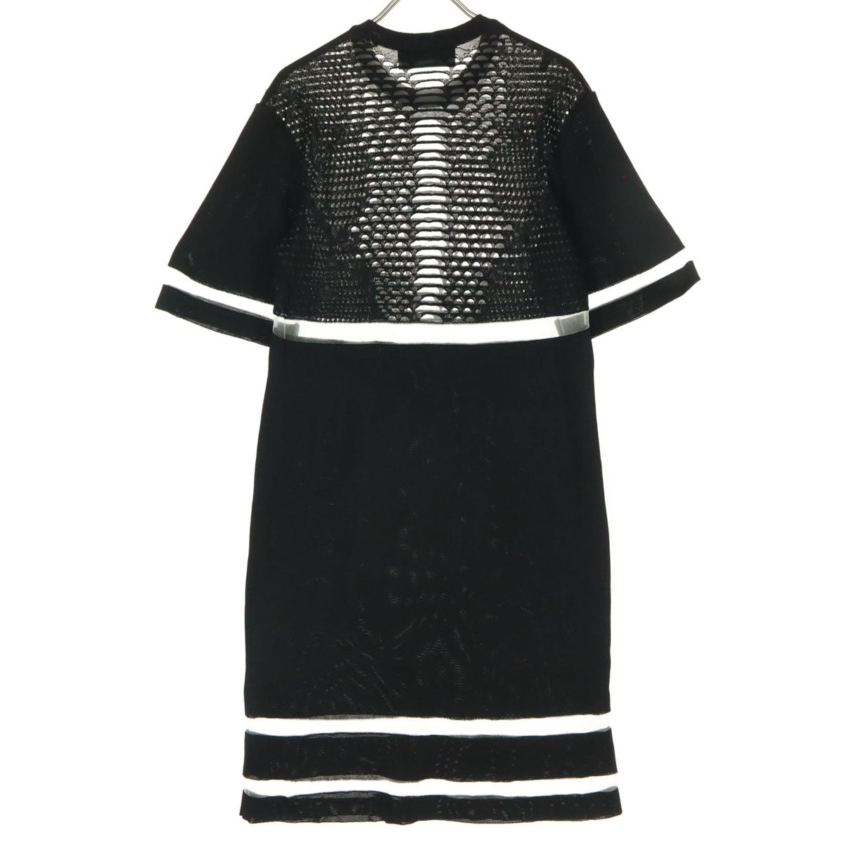 Alexander Wang アレキサンダーワン エイチアンドエム H&M コラボ 半袖 シースルー ニット クルーネック 膝丈ワンピース S ブラック レディース