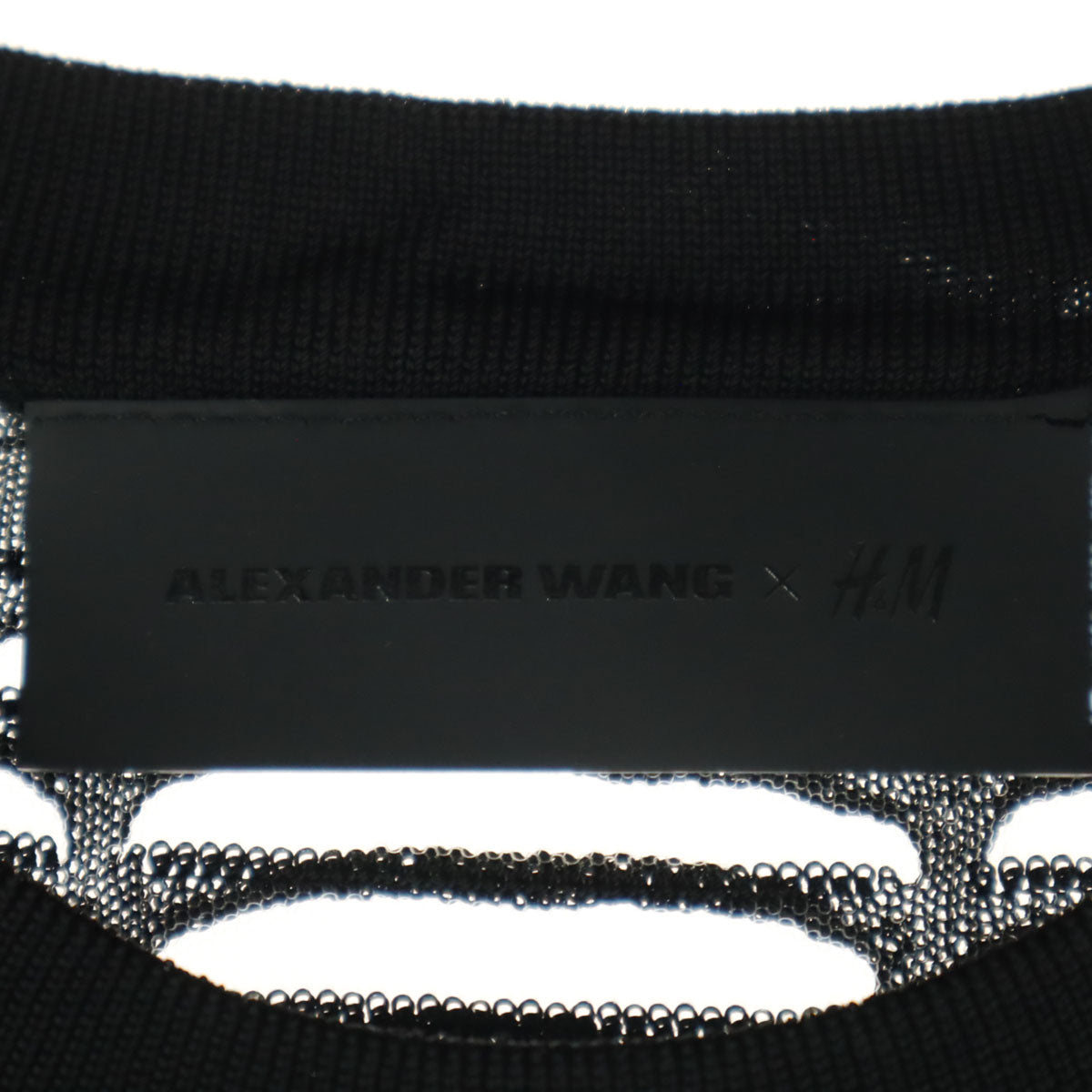 Alexander Wang アレキサンダーワン エイチアンドエム H&M コラボ 半袖 シースルー ニット クルーネック 膝丈ワンピース S ブラック レディース