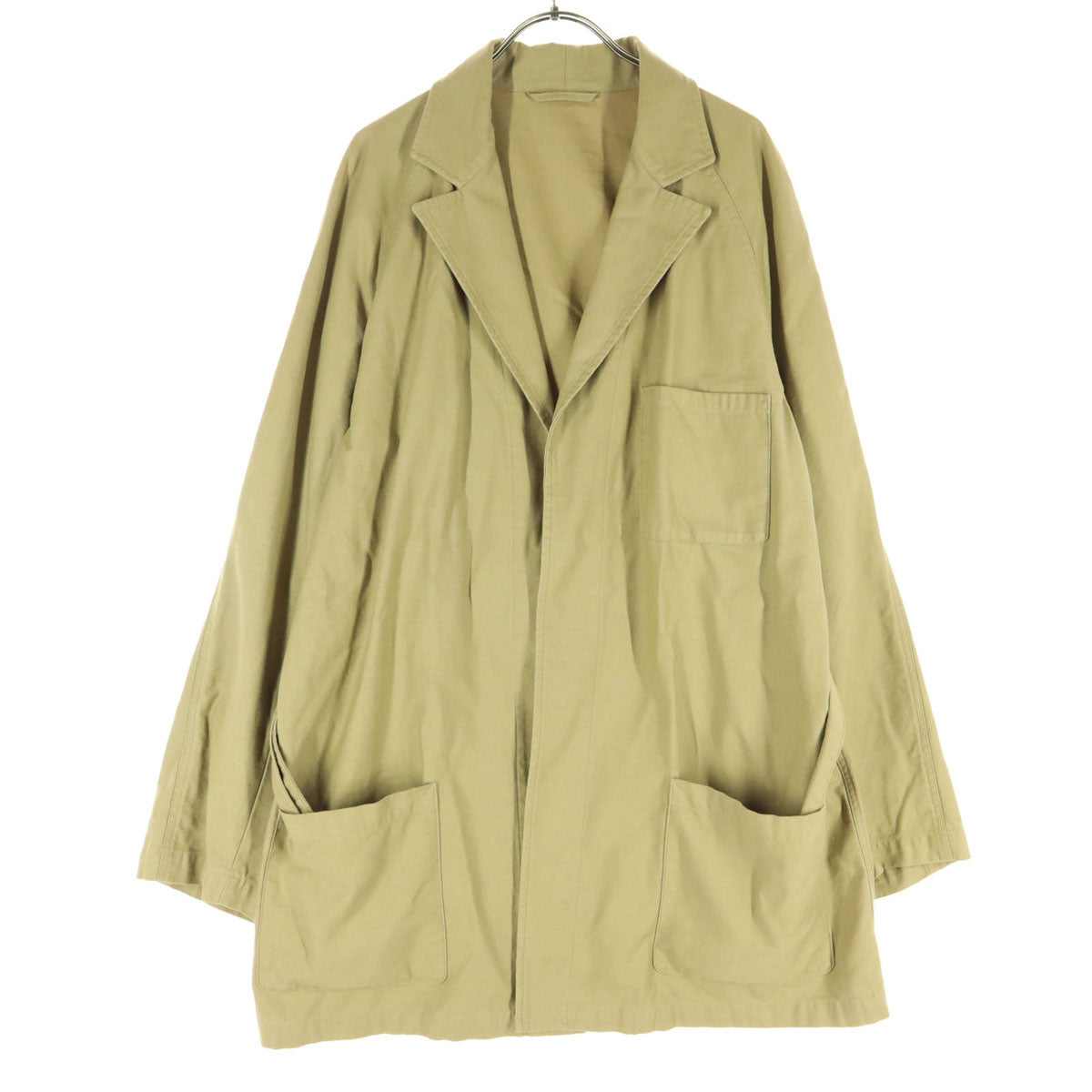 Camoshita UNITED ARROWS カモシタユナイテッドアローズ 日本製 長袖 ボタンレス ショップコート 48 ベージュ系 ベルト付属 メンズ