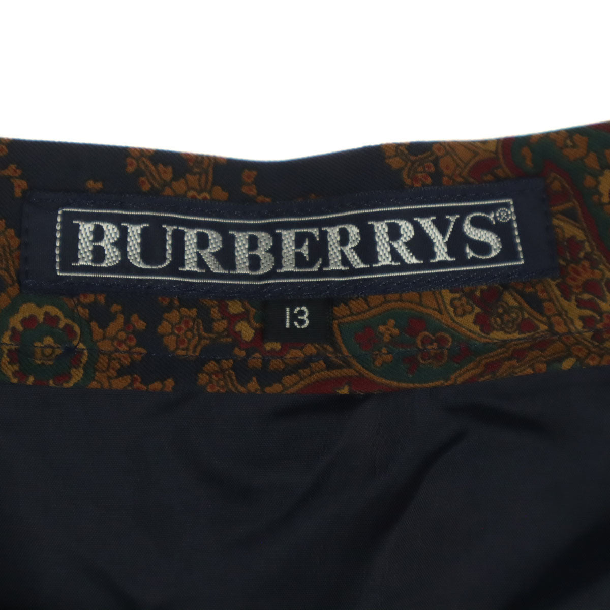 美品 Burberrys バーバリーズ C-TK83 総柄 ミモレ丈 プリーツスカート 13 ネイビー系 レディース