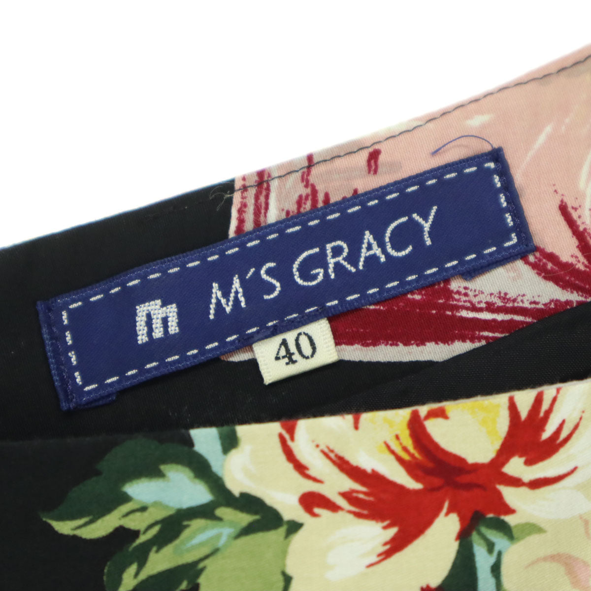 M'S GRACY エムズグレイシー 日本製 総柄 花柄 ノースリーブ ロングワンピース 40 ブラック レディース