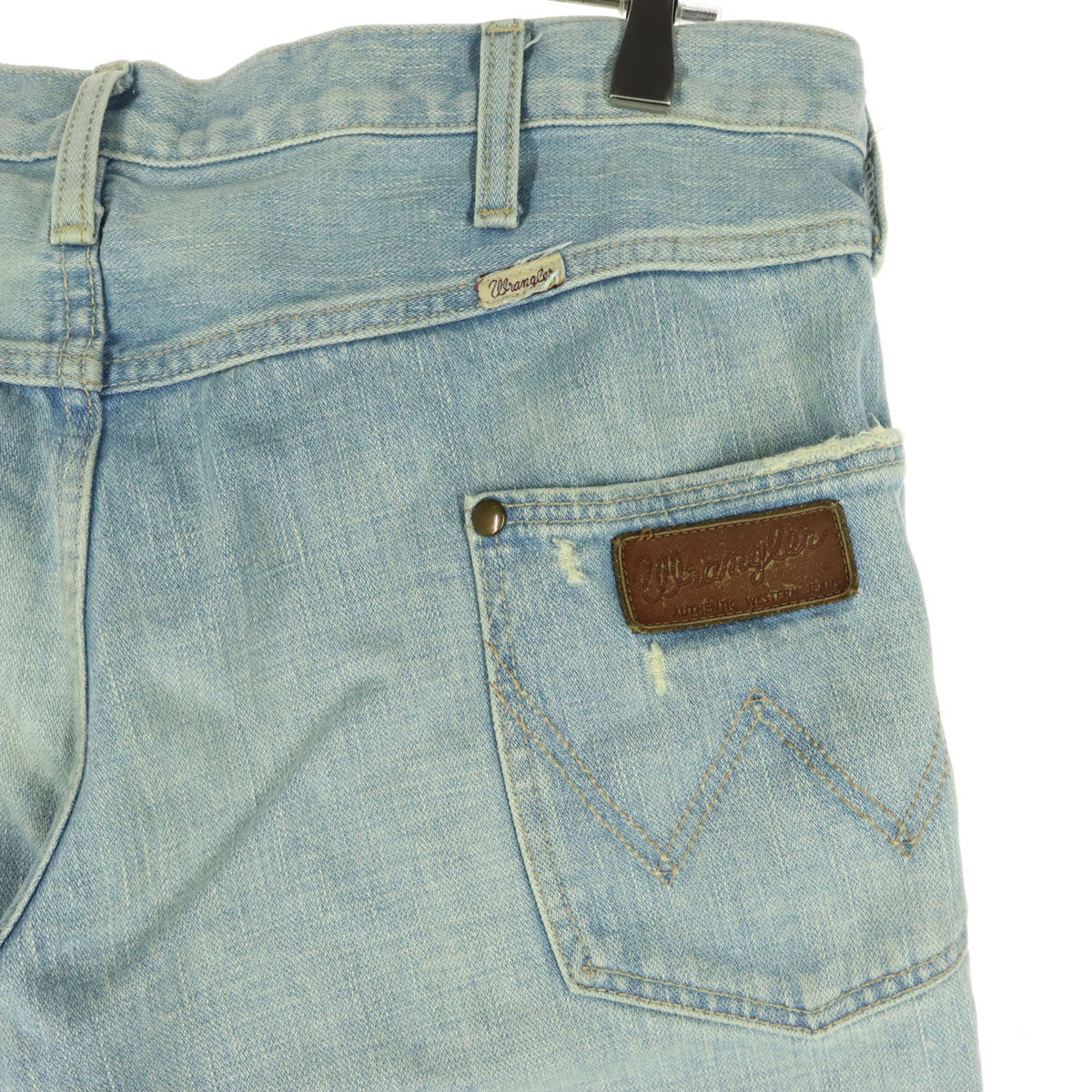 Wrangler ラングラー AKM コラボ ダメージ加工 デニムパンツ M ライトブルー バンディレッグデニム バナナブーツカット メンズ