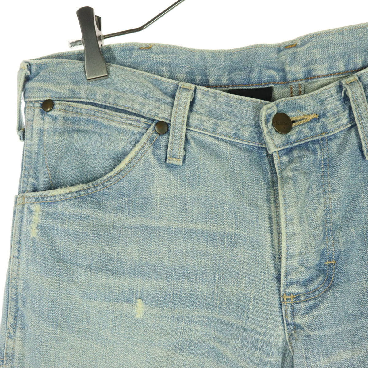 Wrangler ラングラー AKM コラボ ダメージ加工 デニムパンツ M ライトブルー バンディレッグデニム バナナブーツカット メンズ