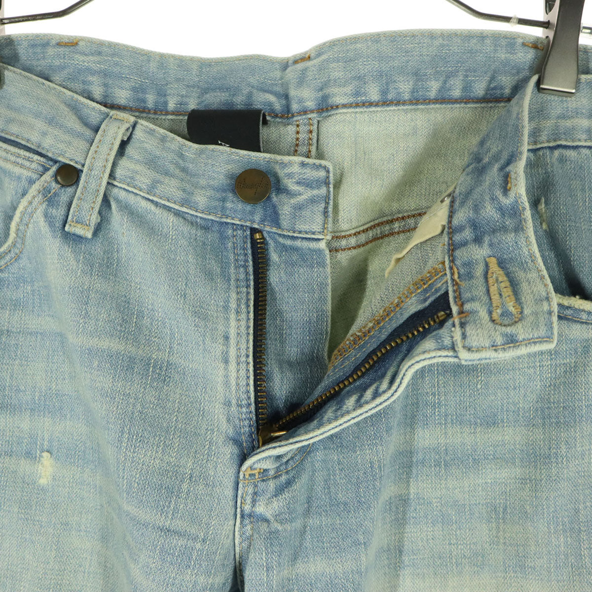 Wrangler ラングラー AKM コラボ ダメージ加工 デニムパンツ M ライトブルー バンディレッグデニム バナナブーツカット メンズ