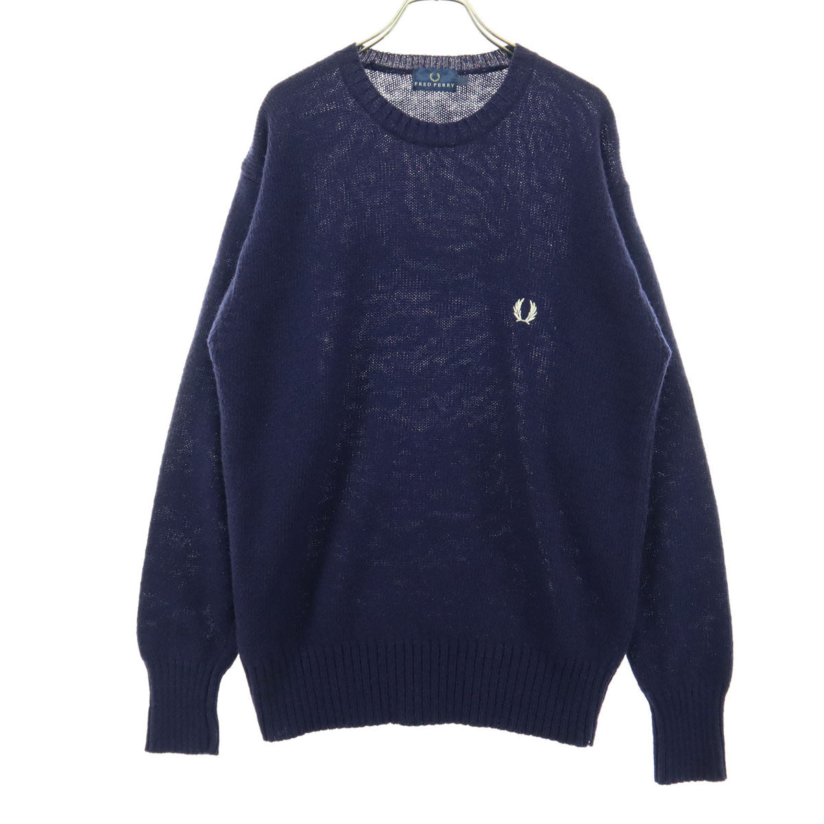 FRED PERRY フレッドペリー ワンポイント 長袖 ニット M ネイビー メンズ