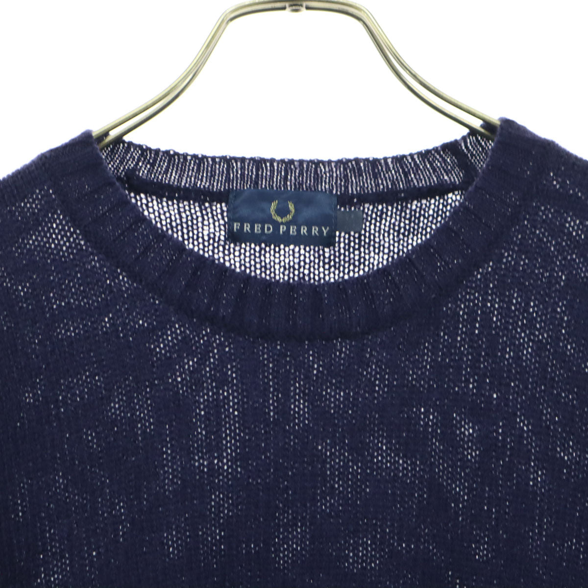 FRED PERRY フレッドペリー ワンポイント 長袖 ニット M ネイビー メンズ