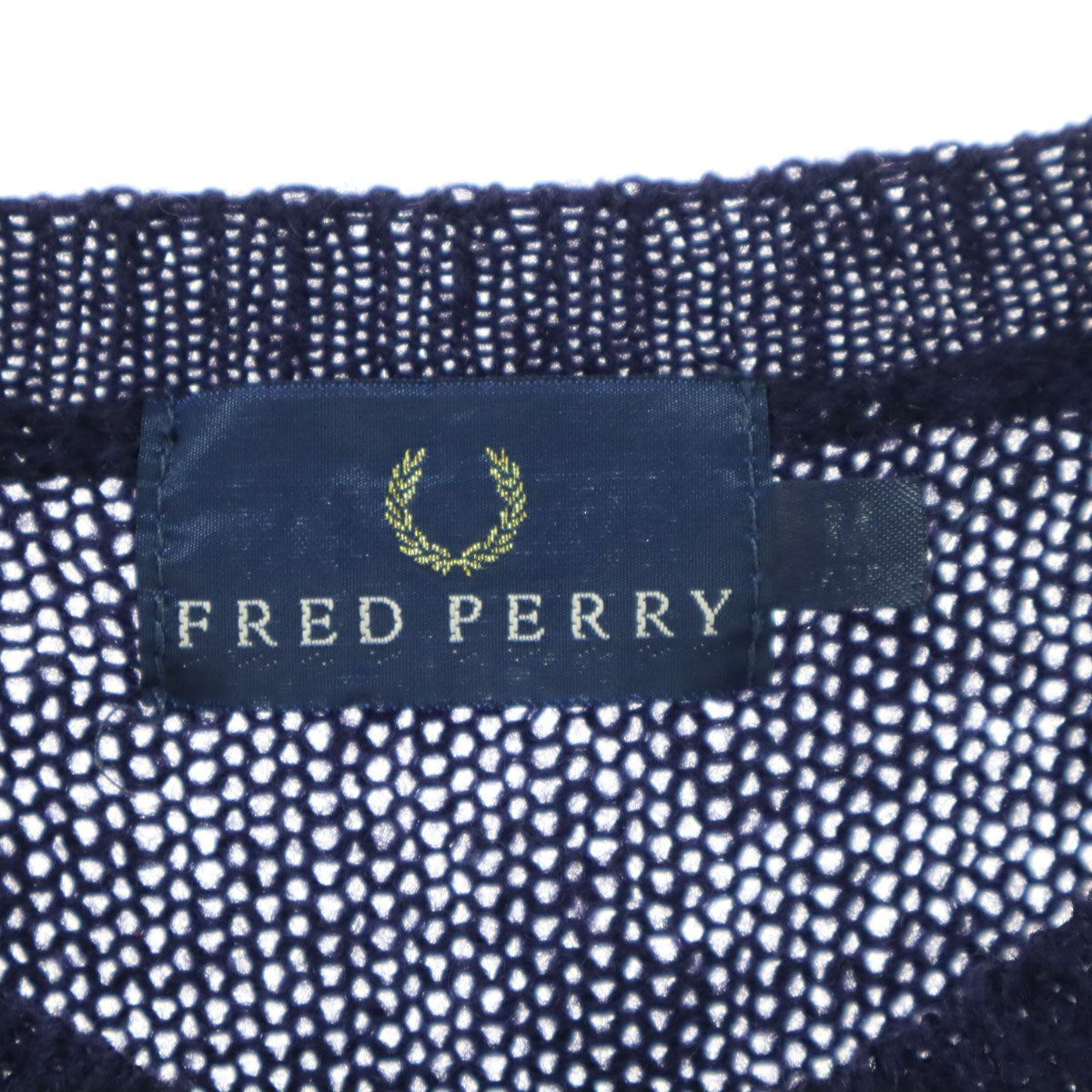 FRED PERRY フレッドペリー ワンポイント 長袖 ニット M ネイビー メンズ