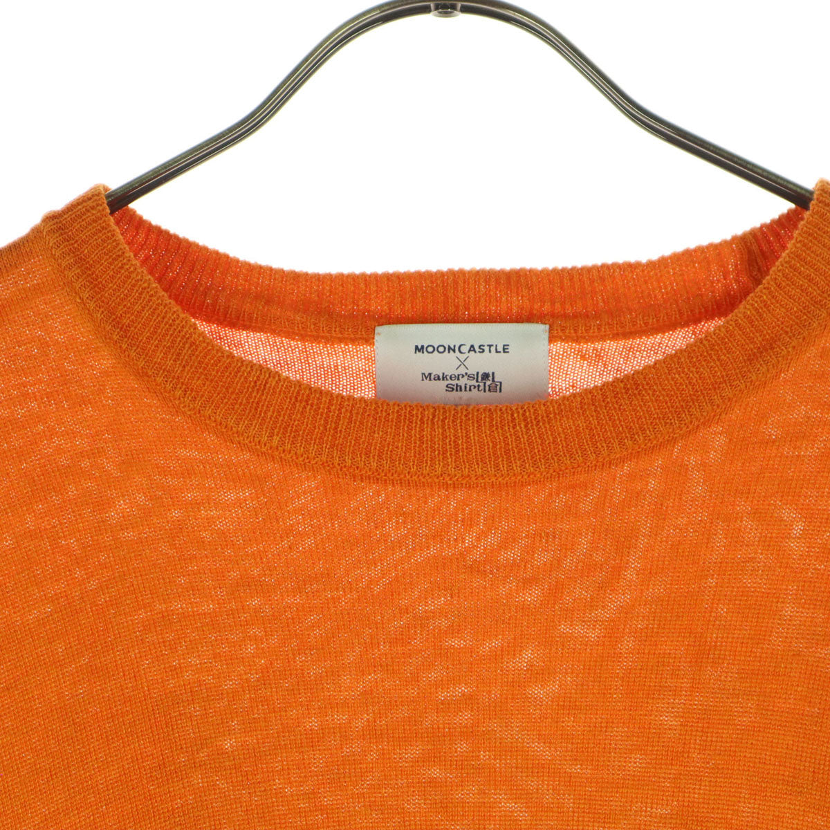 Maker's Shirt KAMAKURA メーカーズシャツカマクラ MOON castleコラボ 半袖 サマー ニット 50 オレンジ ムーンキャッスル メンズ