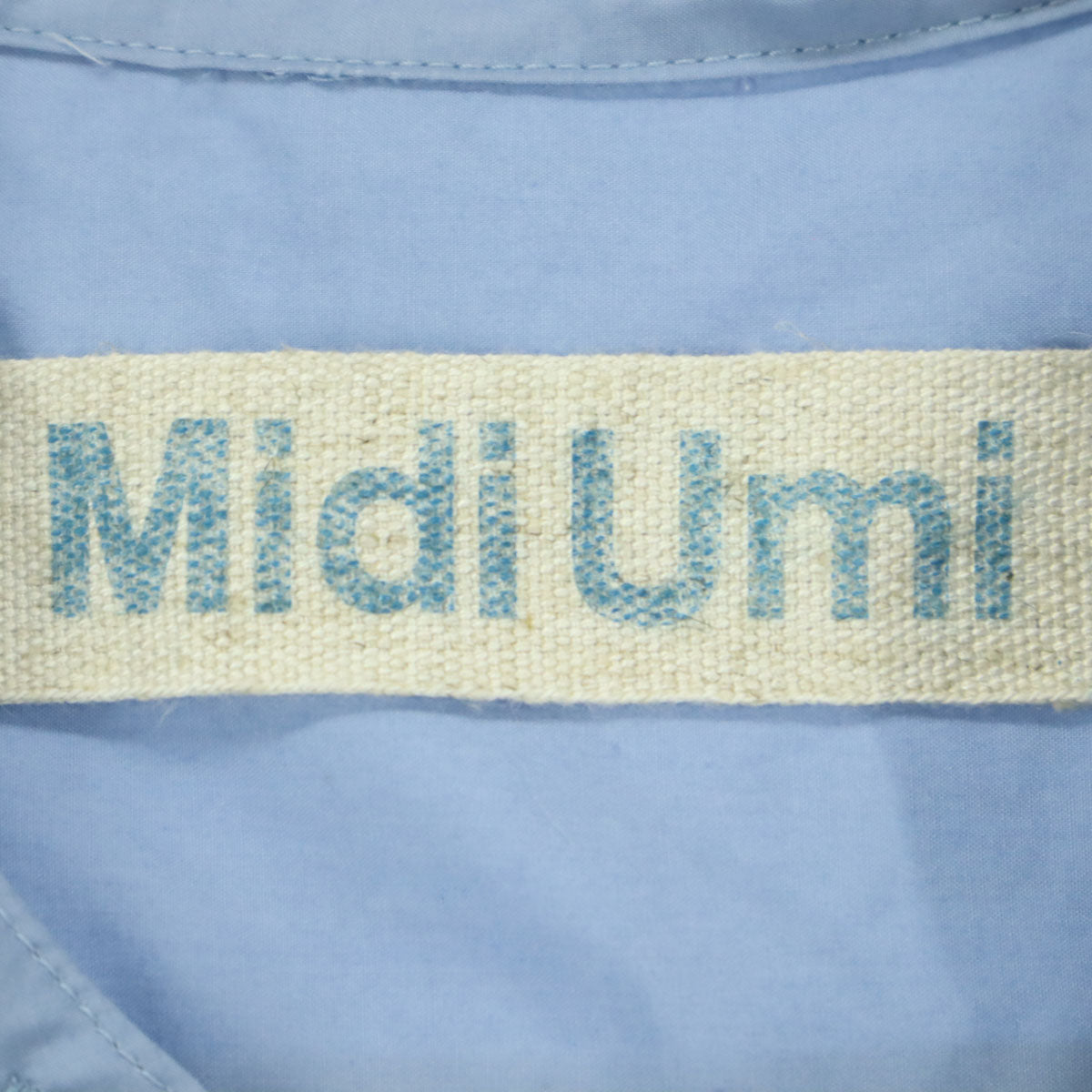 美品 MidiUmi ミディウミ 日本製 コットン 半袖 ロング シャツワンピース ライトブルー系 レディース