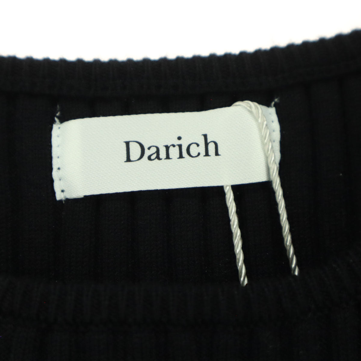 未使用 Darich ダーリッチ 半袖 エンブレムリブニットミニ 膝丈ワンピース L ブラック レディース