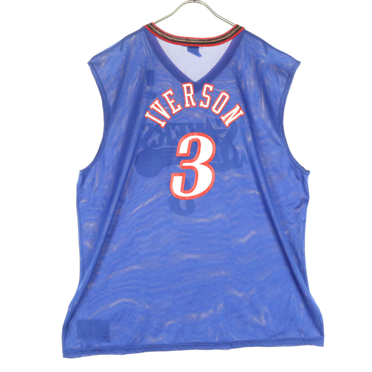 美品 Champion チャンピオン 90s 00s オールド フィラデルフィア・セブンティシクサーズ アレンアイバーソン バスケットボール ノースリーブ ユニフォーム XL ブルー メンズ