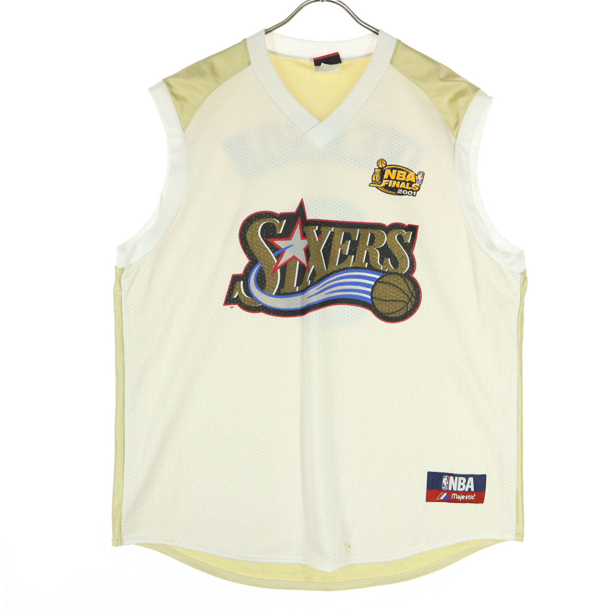 Majestic マジェスティック USA製 NBAフィラデルフィア・セブンティシクサーズ プリント バスケットボール ノースリーブ ユニフォーム XL ホワイト メンズ