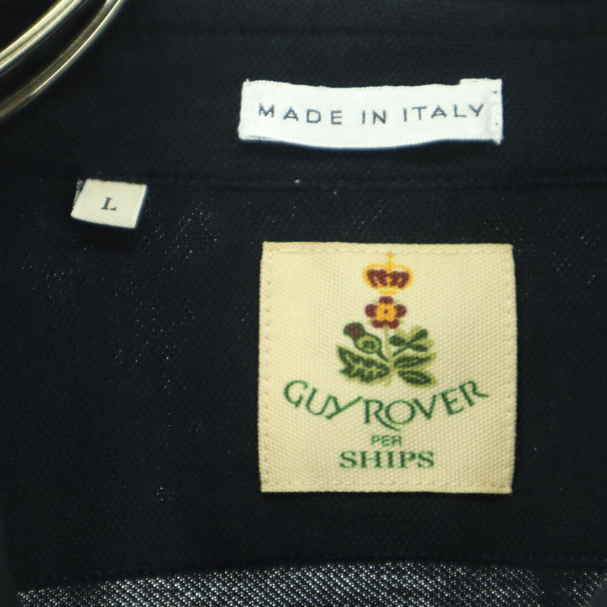 GUY ROVER ギローバー イタリア製 ワンポイント刺繍 半袖 ポロシャツ L ブラック メンズ