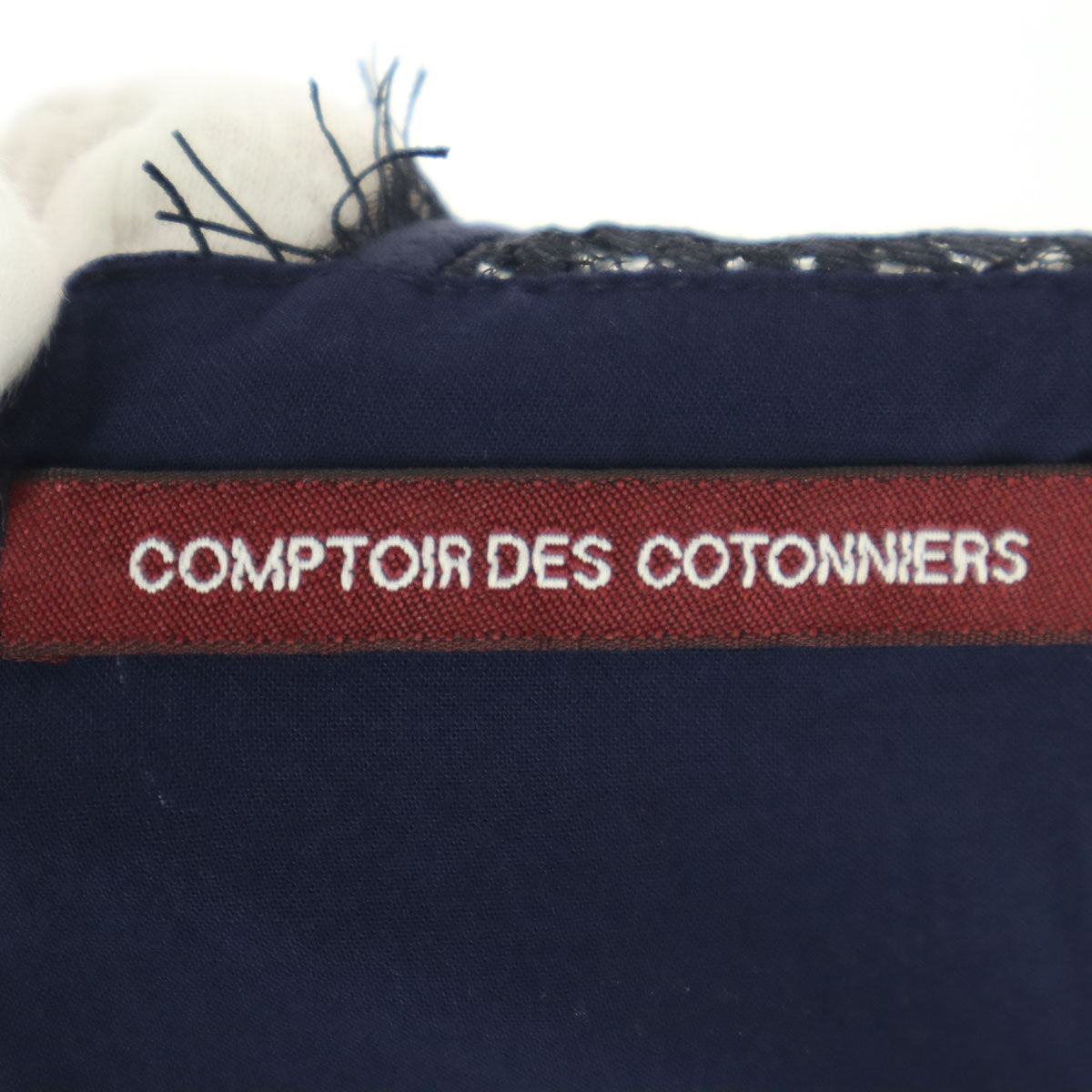 美品 COMPTOIR DES COTONNIERS コントワーデコトニエ レースショルダー タンクトップ 34 ネイビー レディース