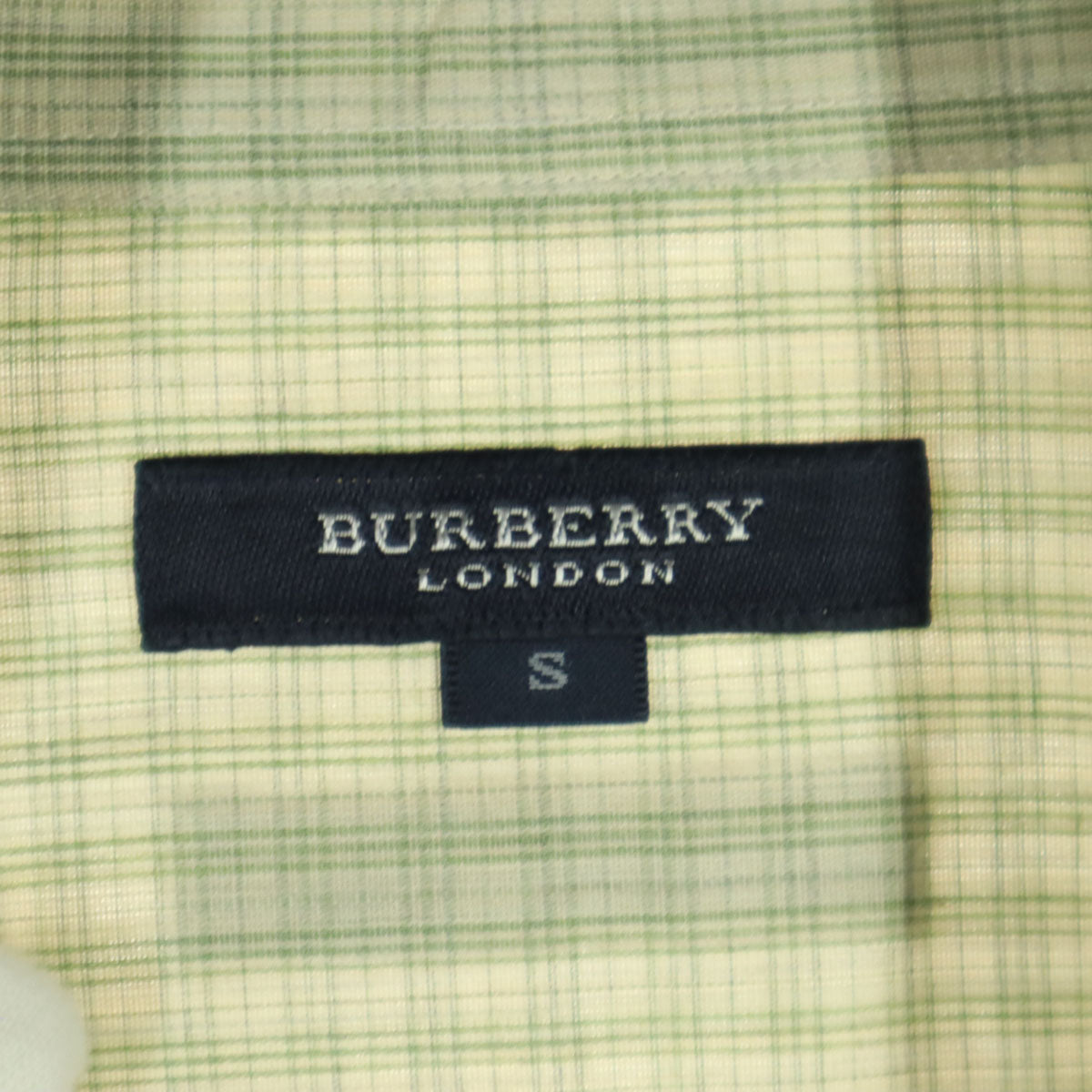 美品 BURBERRY LONDON バーバリーロンドン 日本製 チェック柄 半袖 ボタンダウンシャツ S グリーン系 メンズ