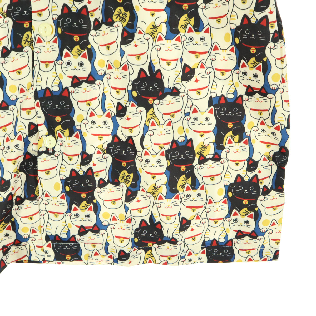 未使用 Karaku カラク 招き猫 半袖 オープンカラーシャツ XL ホワイト系 メンズ