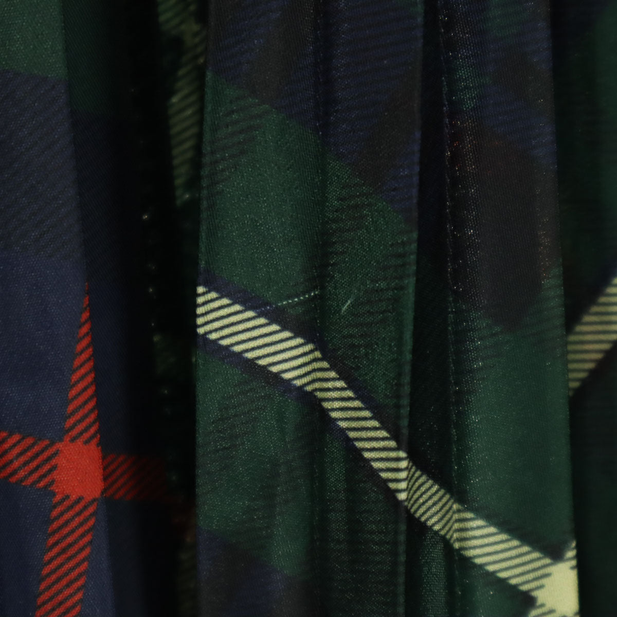 POLO RALPH LAUREN ポロラルフローレン チェック柄 ロング丈 プリーツスカート XS グリーン系 レディース