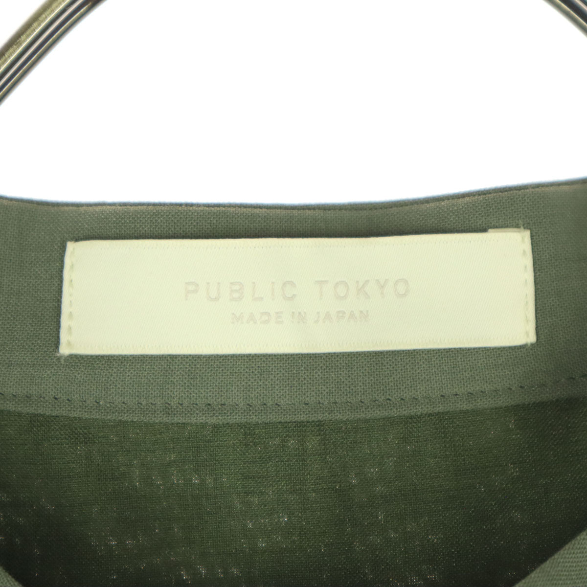 美品 PUBLIC TOKYO パブリックトウキョウ 日本製 フレンチスリーブ フロントボタン ブラウス F カーキ系 レディース