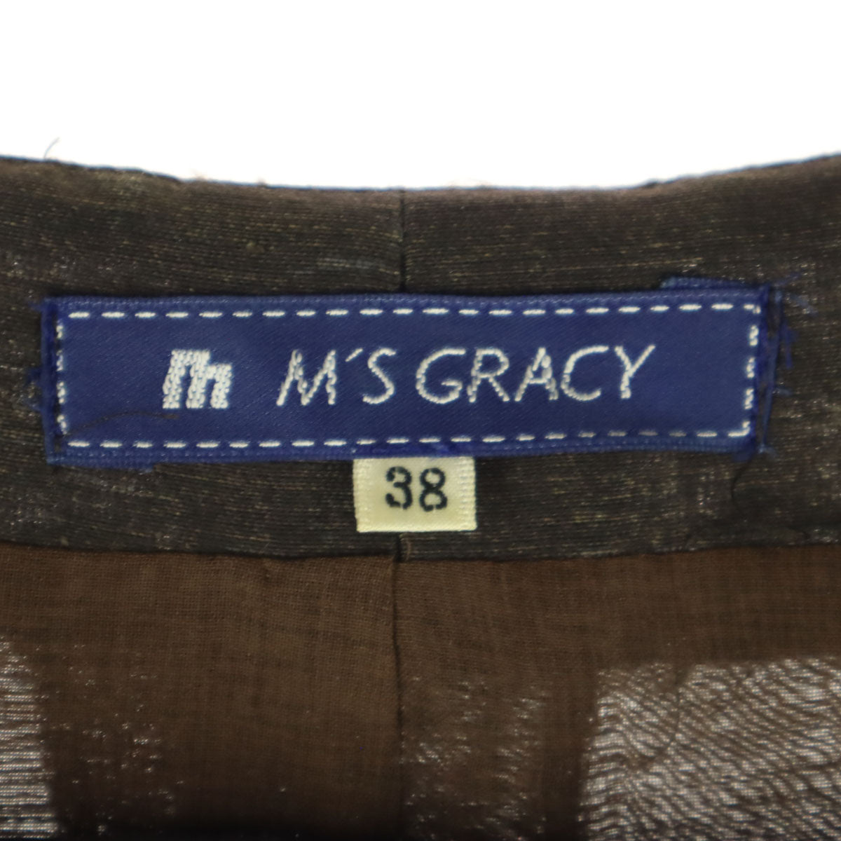 M'S GRACY エムズグレイシー 日本製 ノースリーブ 膝丈ワンピース 38 ブラウン レディース
