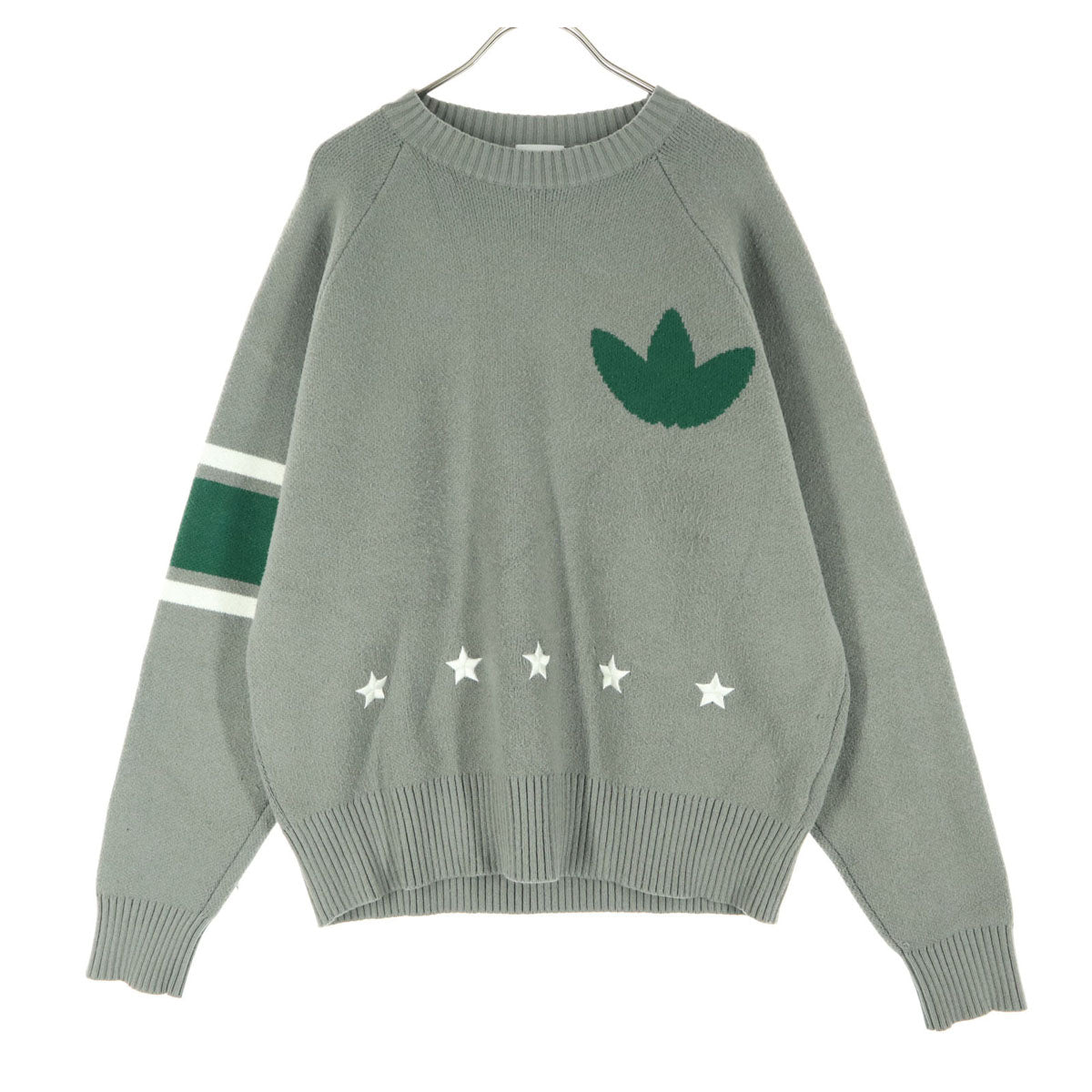 adidas アディダス トレフォイルロゴ 星柄 長袖 セーター S グレー メンズ