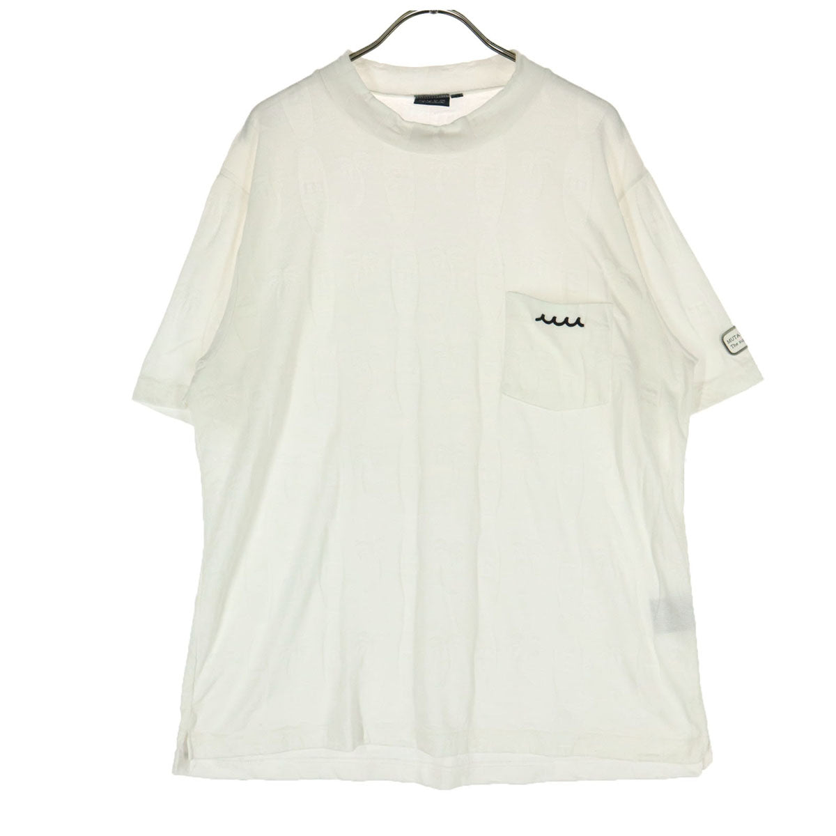 muta MARINE ムータマリン 日本製 総柄 ヤシの木 半袖 モックネック Tシャツ 7 ホワイト メンズ