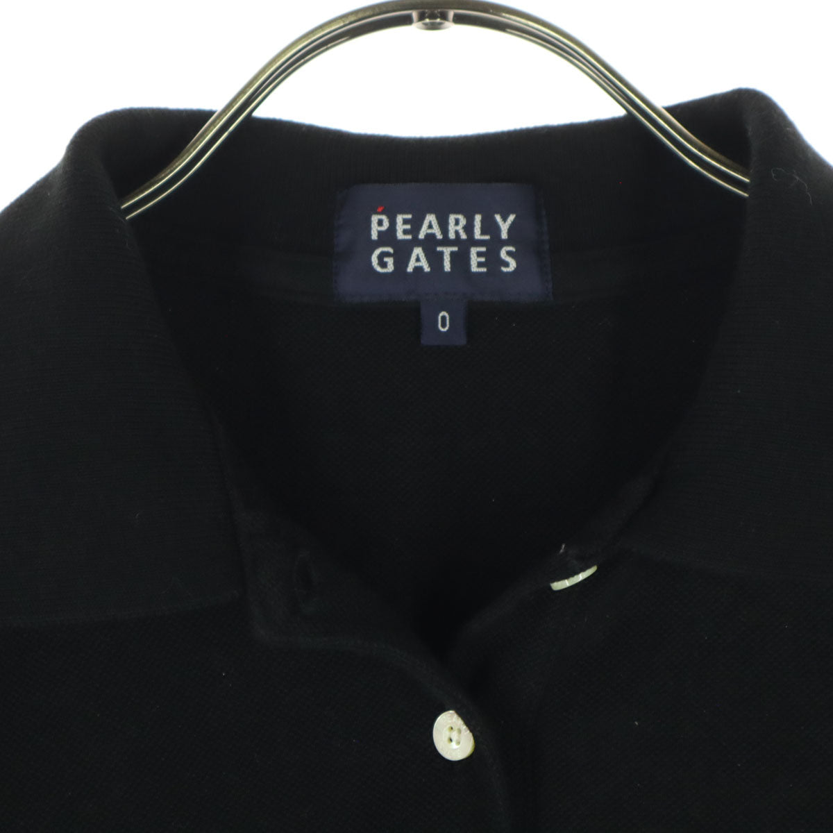 美品 PEARLY GATES パーリーゲイツ スポンジ・ボブ コラボ キャラクター刺繍 半袖 ポロシャツ 0 ブラック レディース