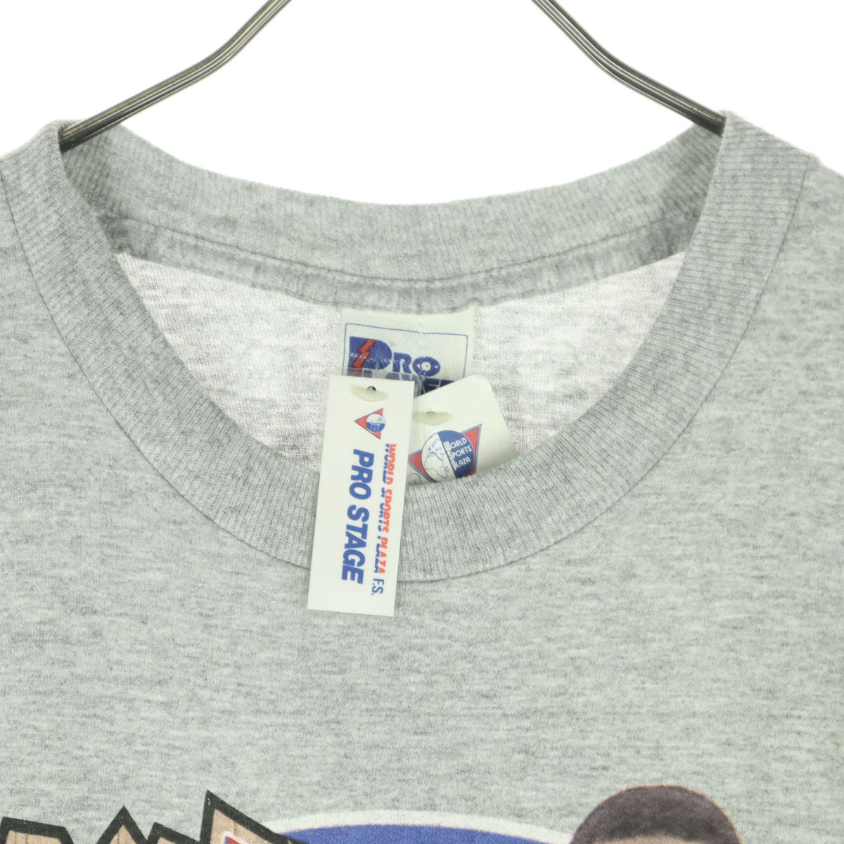 PRO STAGE ワールドスポーツプラザ プロステージ 90s USA製 オールド バスケプリント 半袖 アレン・アイバーソン Tシャツ L ライトグレー デッドストック シングルステッチ メンズ