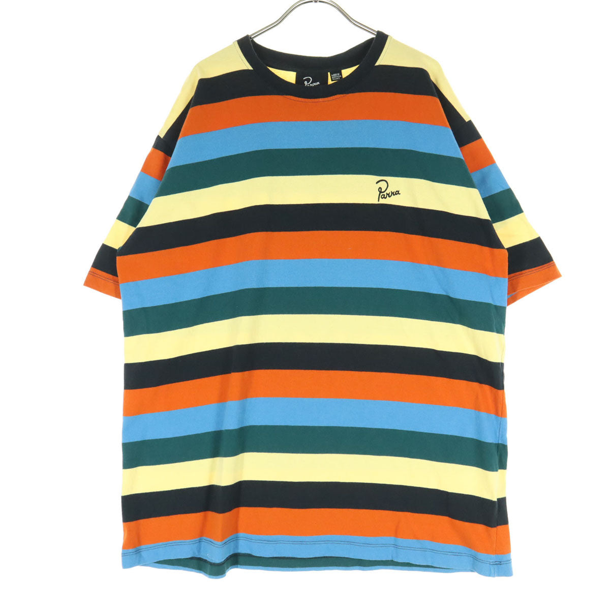 Parra パラ ポルトガル製 マルチカラー ボーダー柄 半袖 Tシャツ XL オレンジ系 メンズ