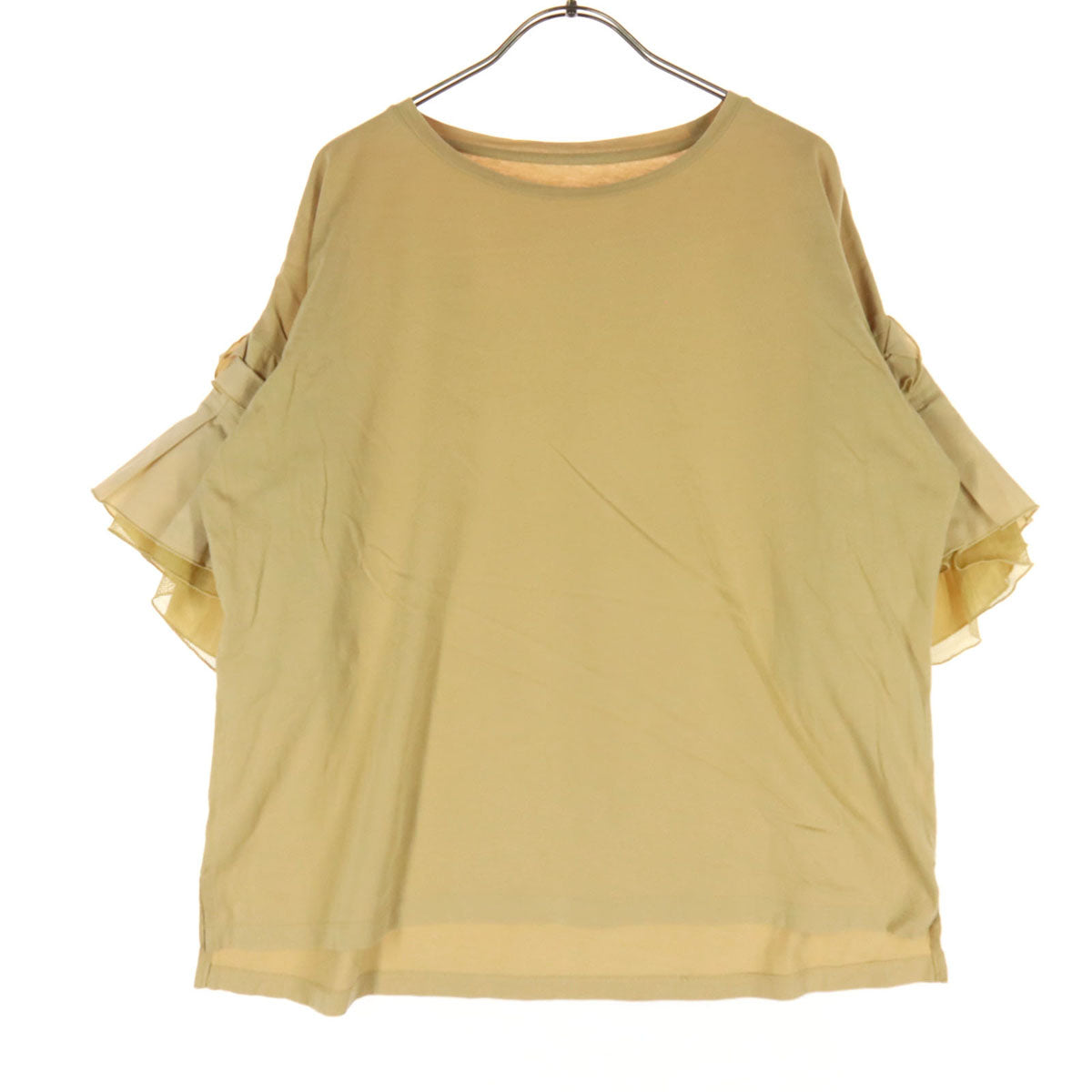 VIVIENNE TAM ヴィヴィアンタム 5分袖 フリル袖 Tシャツ 38 ベージュ レディース