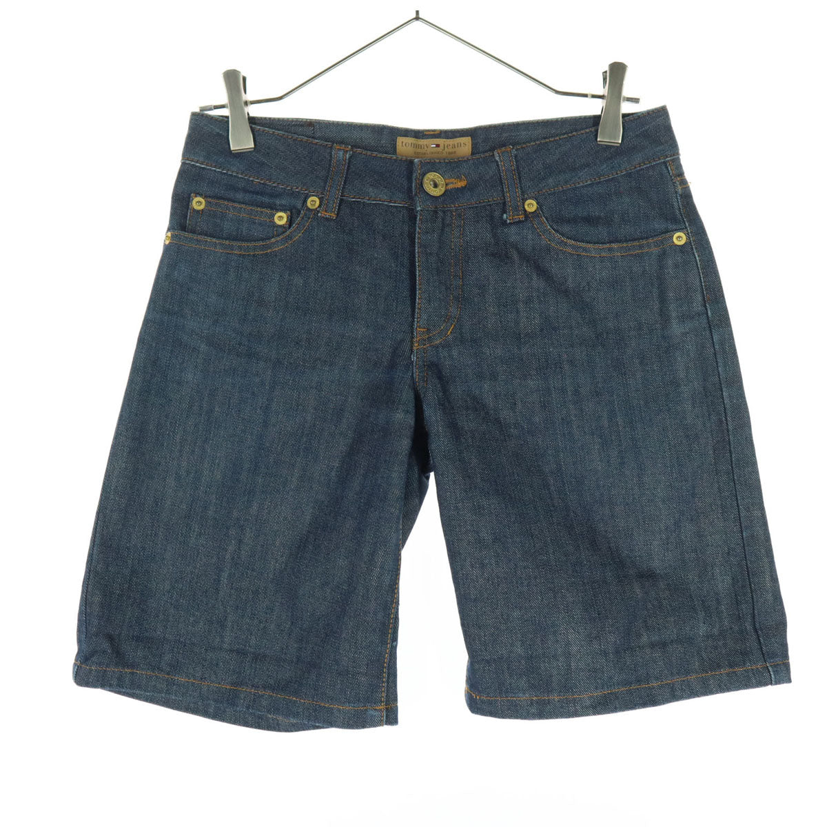 美品 TOMMY JEANS トミージーンズ ロゴペイント デニムショートパンツ S インディゴ レディース